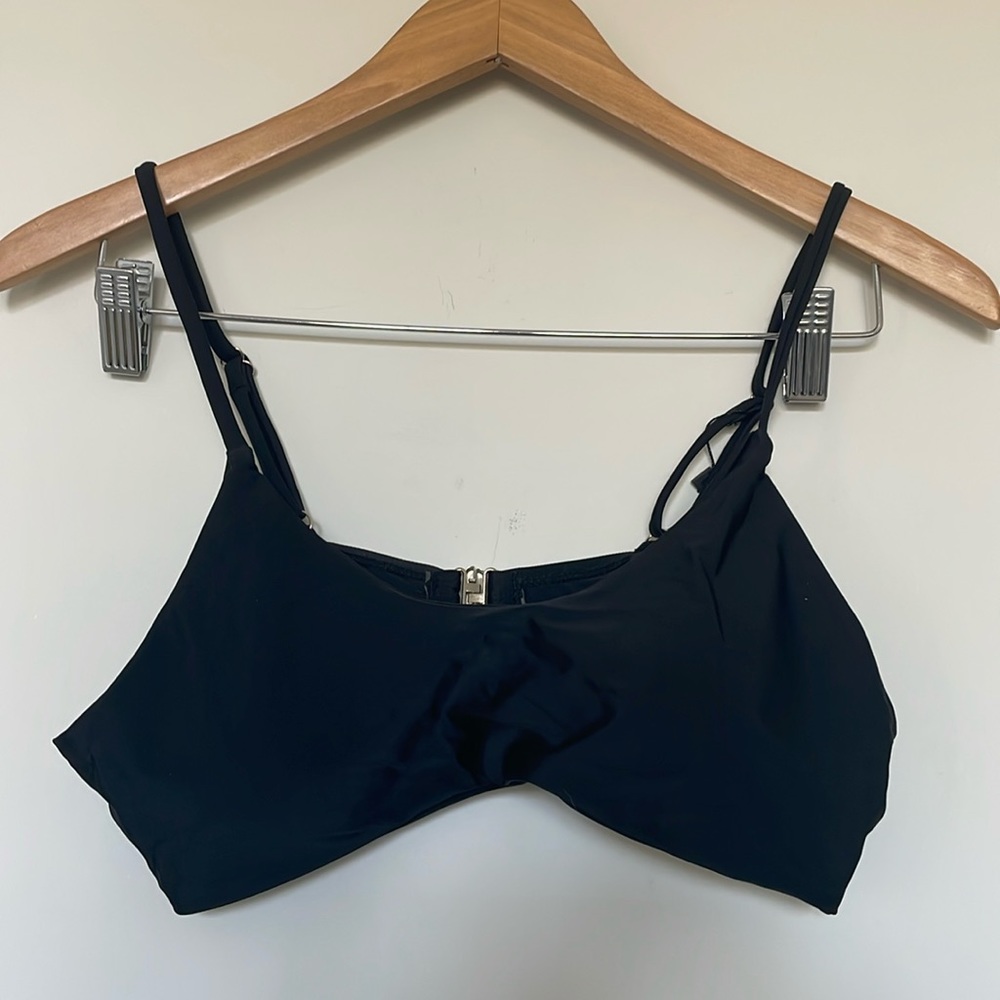 SherryDC Women's Solid Scoop Neck Padded bikini Top (XL) Black NWT